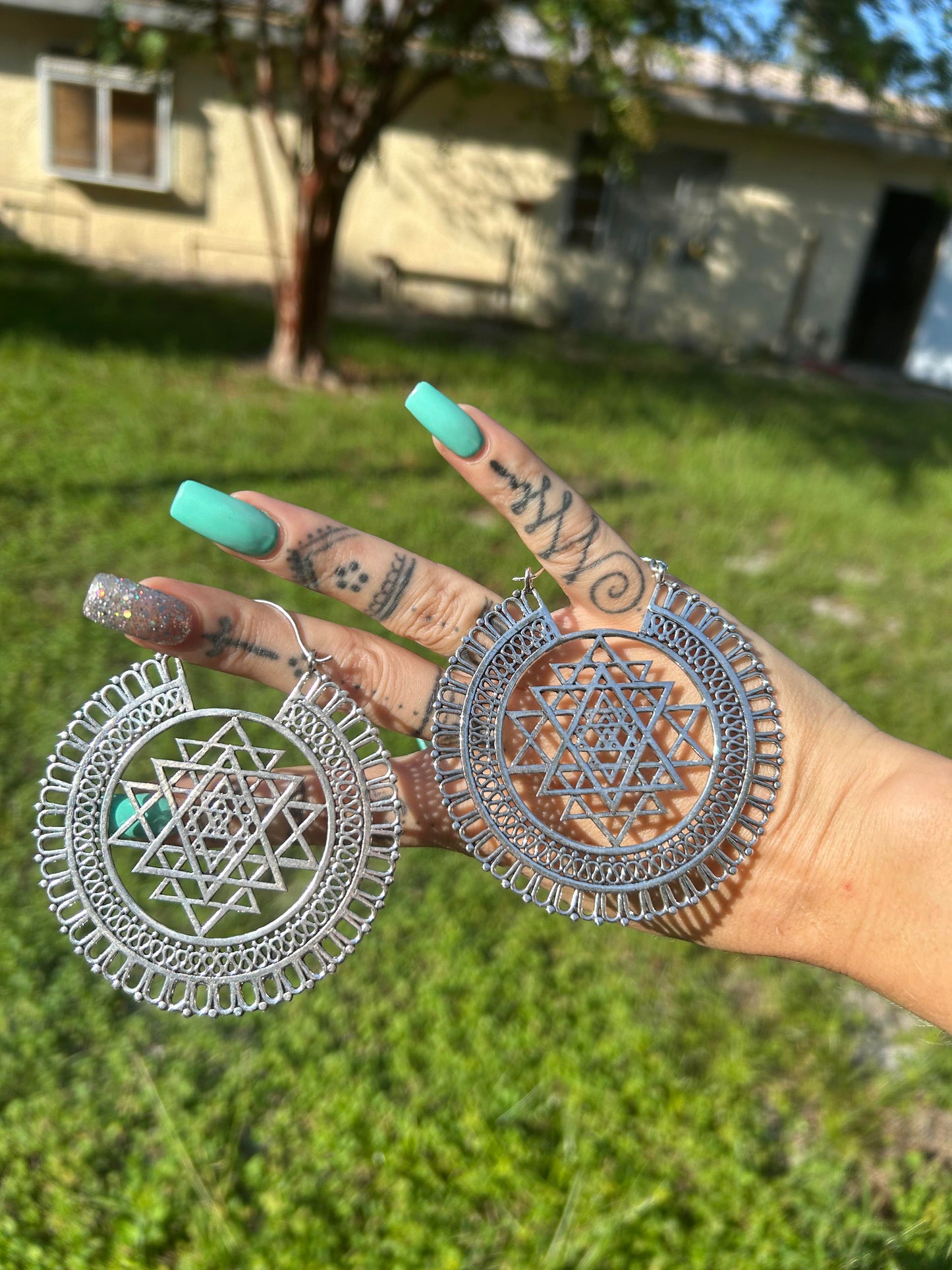 Sri Yantra Sacred Geometry Earrings