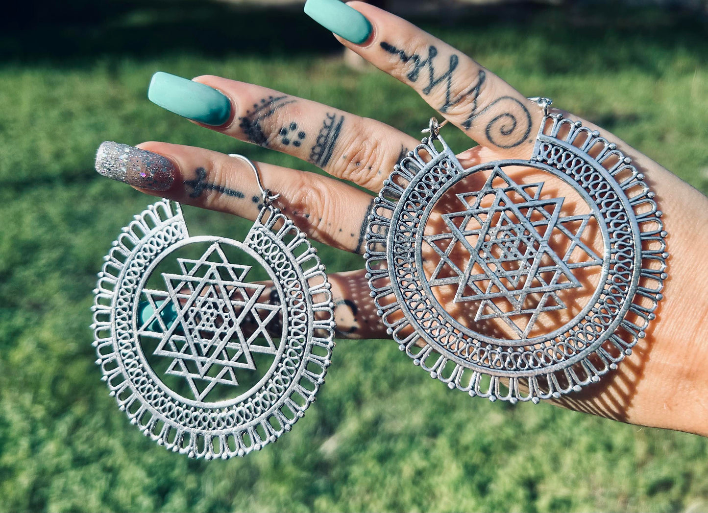 Sri Yantra Sacred Geometry Earrings