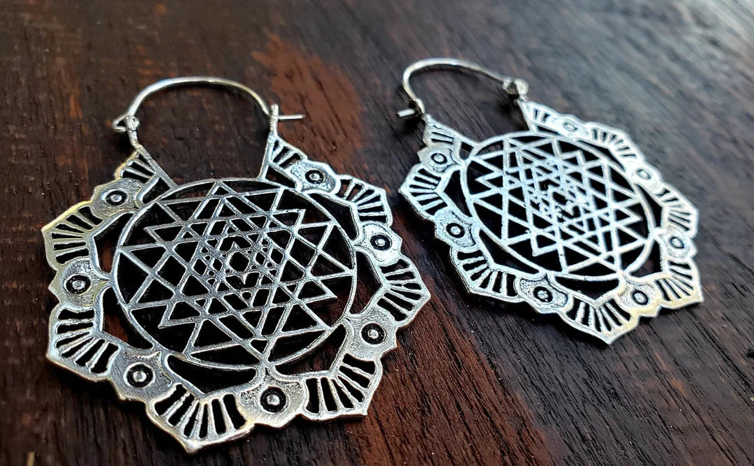 Small SRI YANTRA Sacred Geometry Earrings